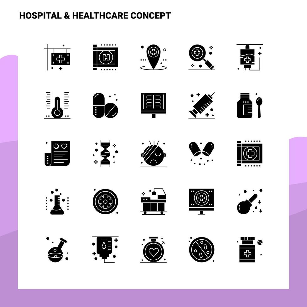 25 Hospital Healthcare Concept Icon set Solid Glyph Icon Vector Illustration Template For Web and Mobile Ideas for business company