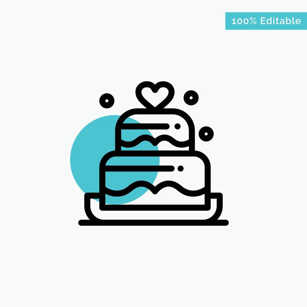 Cake Love Heart Wedding turquoise highlight circle point Vector icon