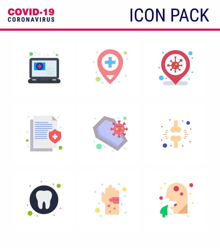 Coronavirus Awareness icon 9 Flat Color icons icon included coronavirus protect coronavirus medical information viral coronavirus 2019nov disease Vector Design Elements