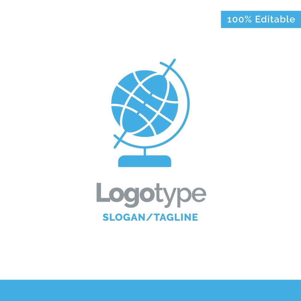Education Geography Globe Blue Solid Logo Template Place for Tagline vector