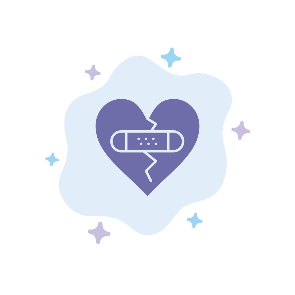 Broken Emotions Forgiveness Heart Love Blue Icon on Abstract Cloud Background vector