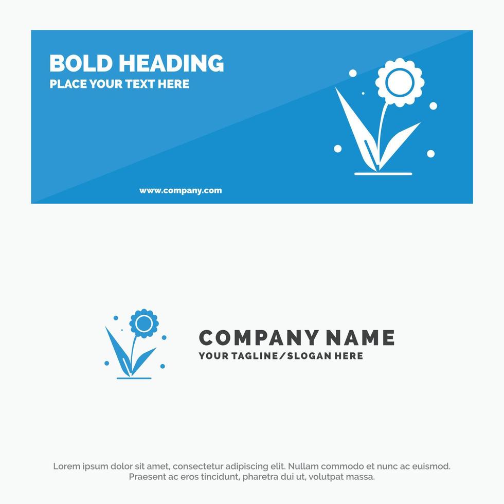 Flora Floral Flower Nature Spring SOlid Icon Website Banner and Business Logo Template vector