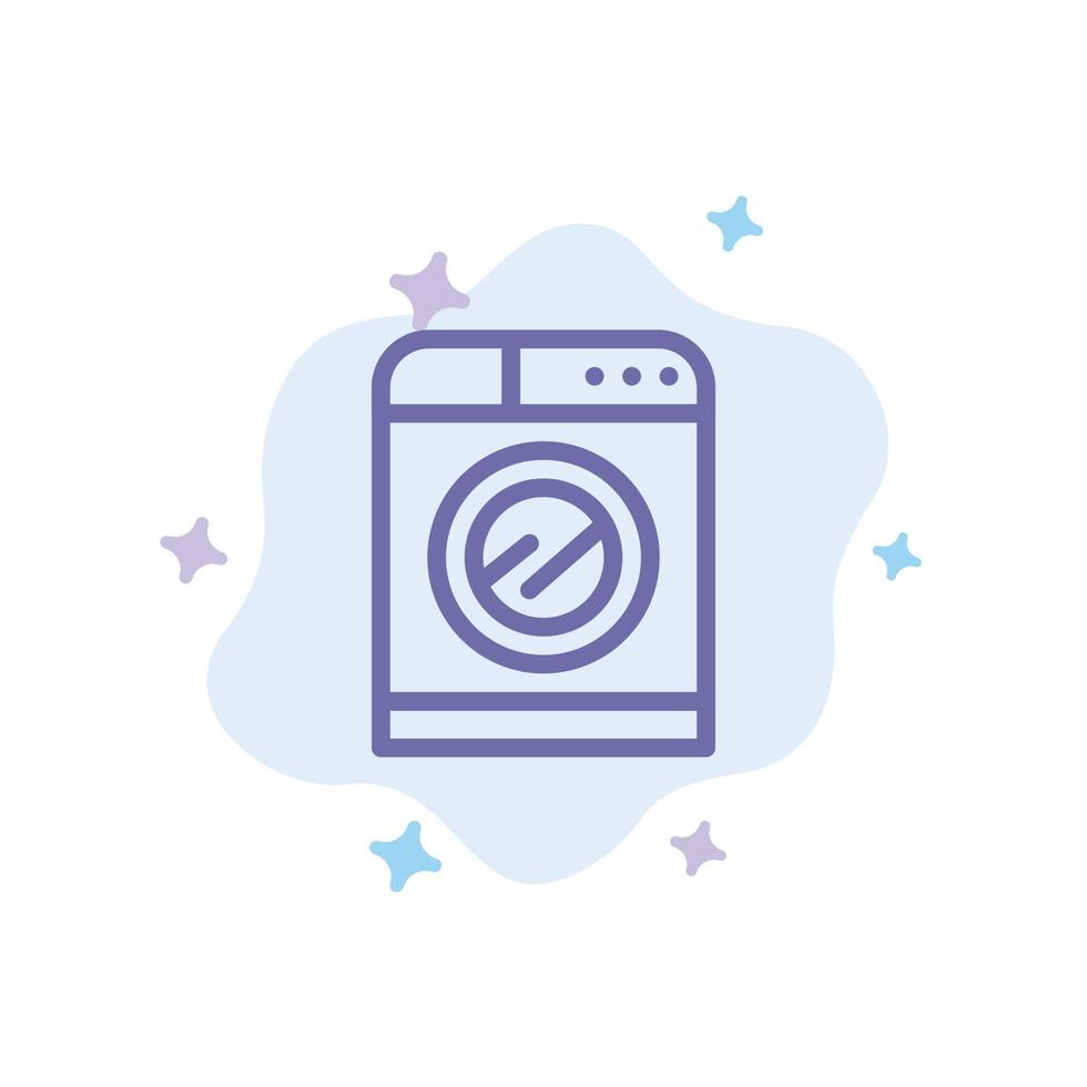 Machine Technology Washing Washing Blue Icon on Abstract Cloud Background vector