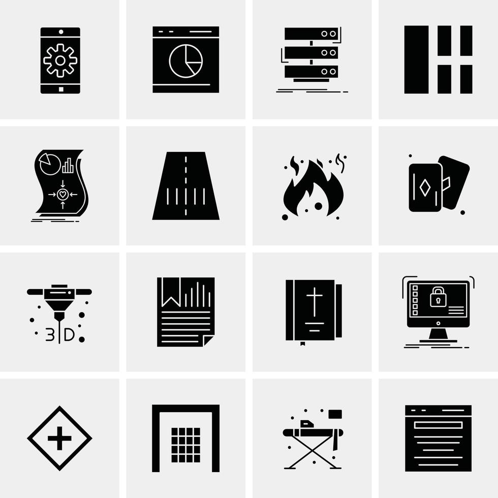 16 iconos universales de negocios vector ilustración de icono creativo para usar en proyectos relacionados con la web y dispositivos móviles