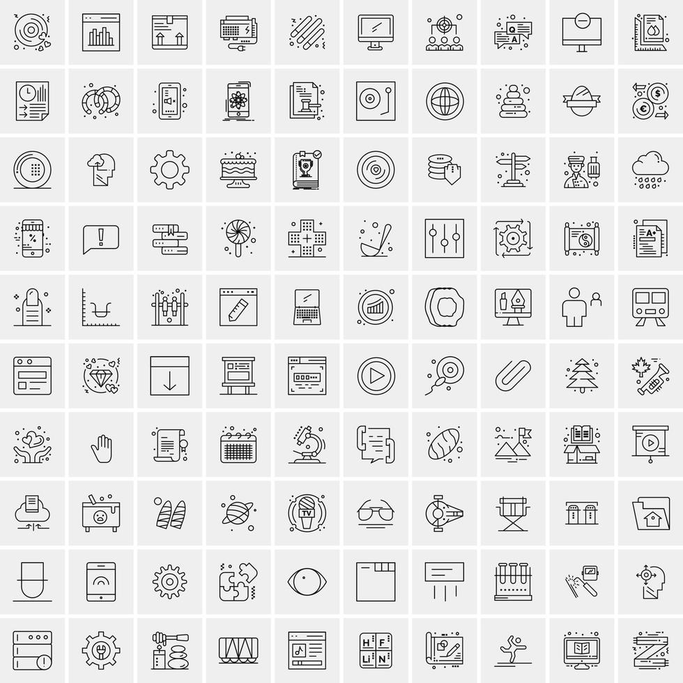 conjunto de 100 iconos de línea de negocios creativos vector