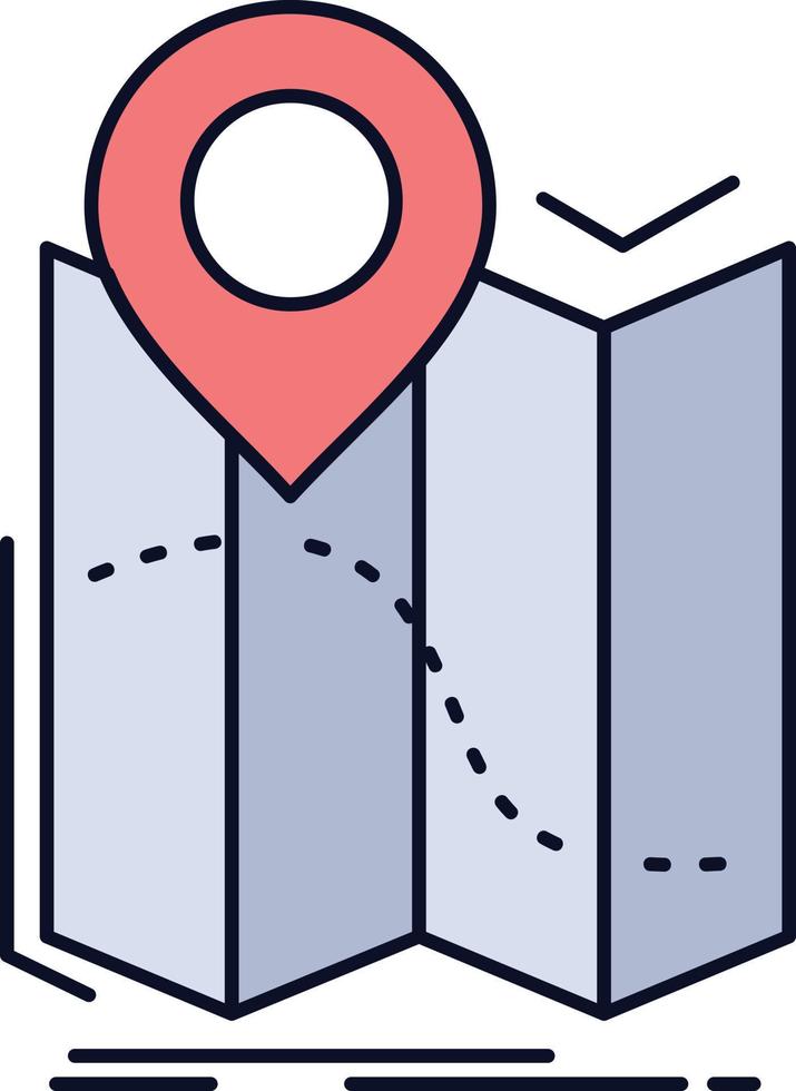 gps location map navigation route Flat Color Icon Vector
