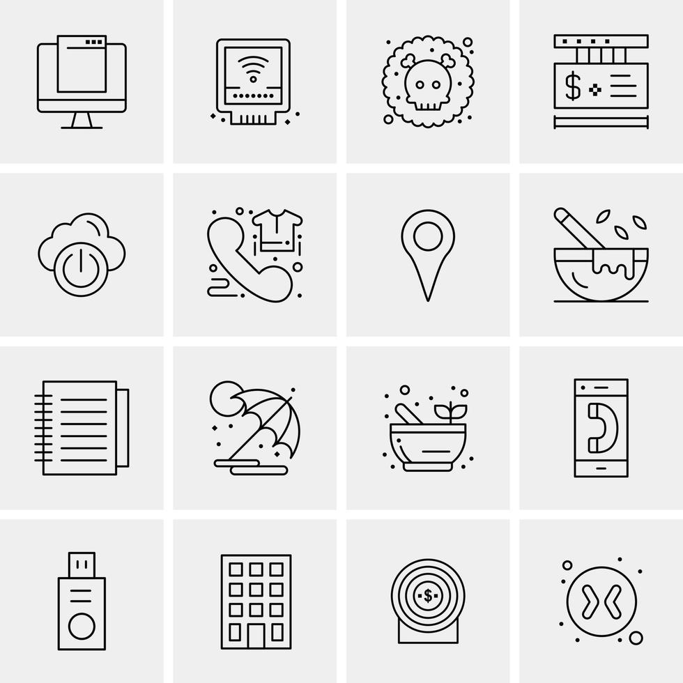 16 iconos universales de negocios vector ilustración de icono creativo para usar en proyectos relacionados con la web y dispositivos móviles