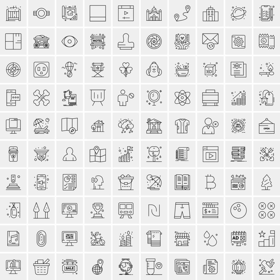 conjunto de 100 iconos de línea de negocios creativos vector