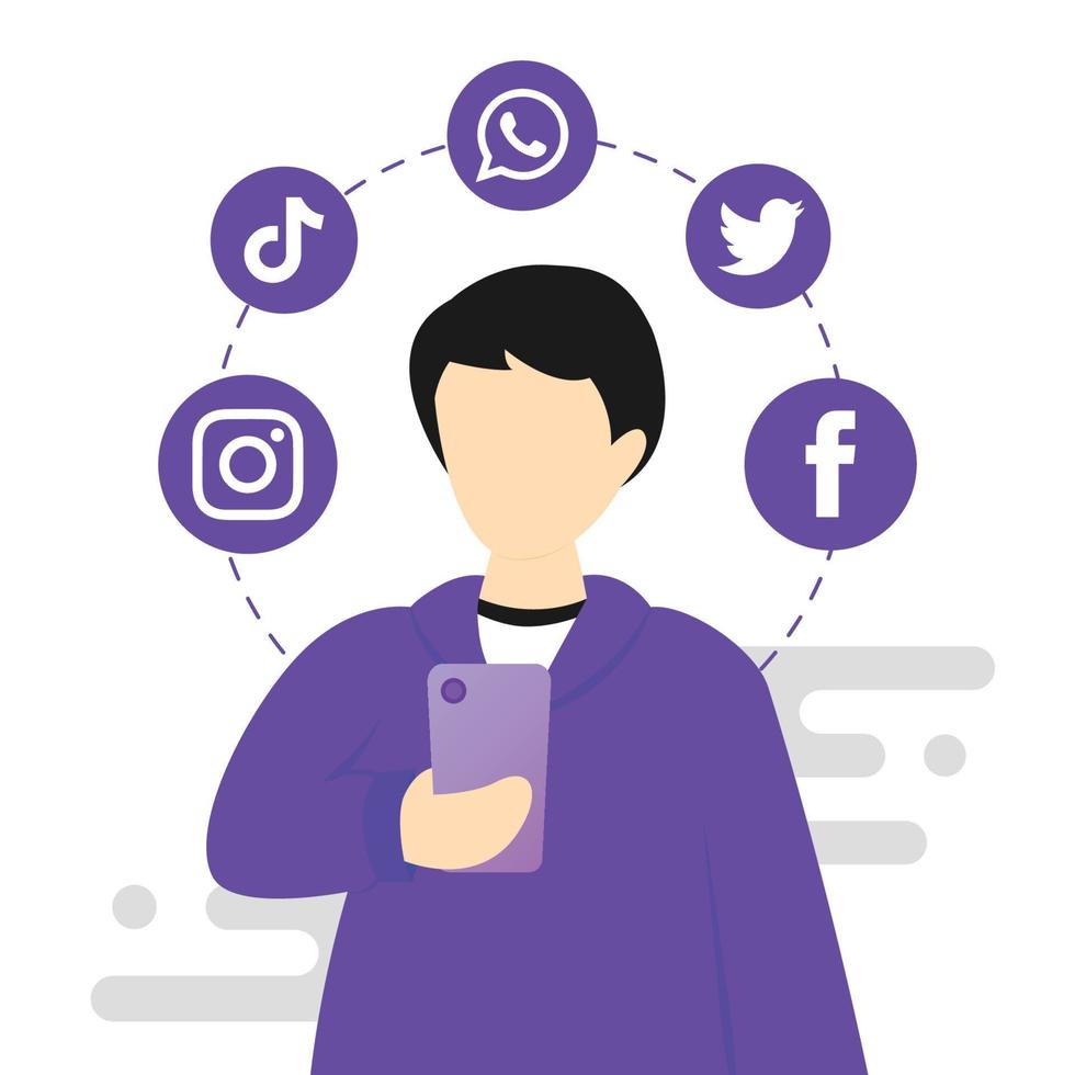 illustration of people using social media vector