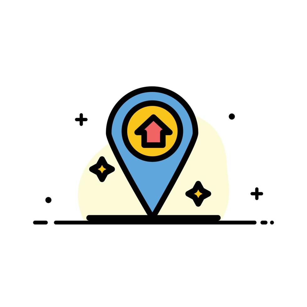 mapa navegación casa negocio línea plana icono lleno vector banner plantilla