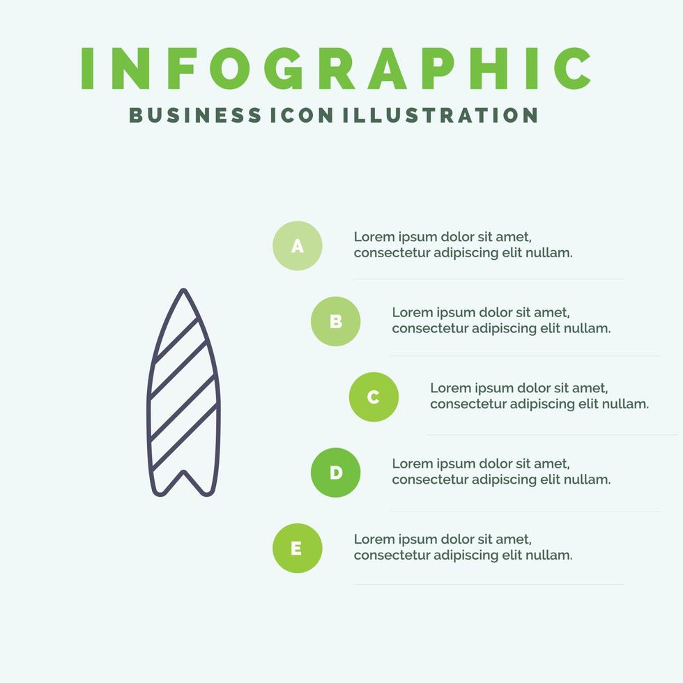 Recreation Sports Surfboard Surfing Solid Icon Infographics 5 Steps Presentation Background vector