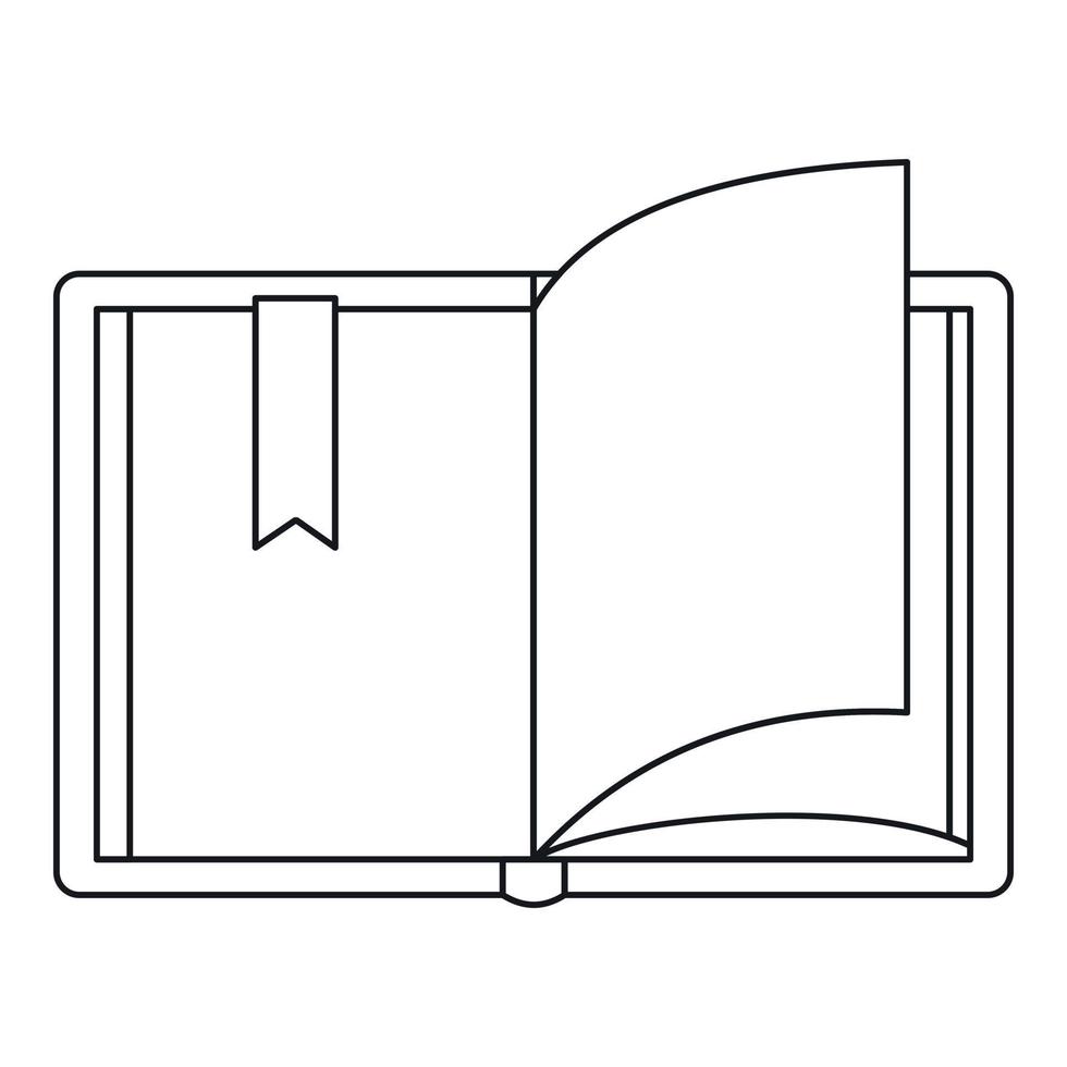 Open book icon, outline style vector