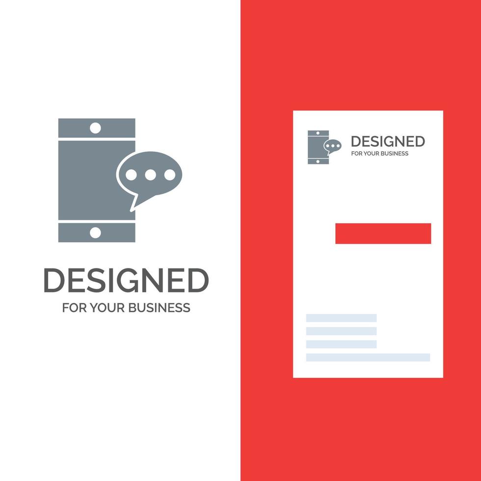 Mobile Chatting Cell Grey Logo Design and Business Card Template vector