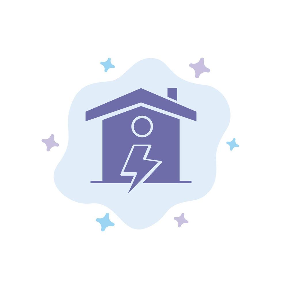 Home House Energy Power Blue Icon on Abstract Cloud Background vector
