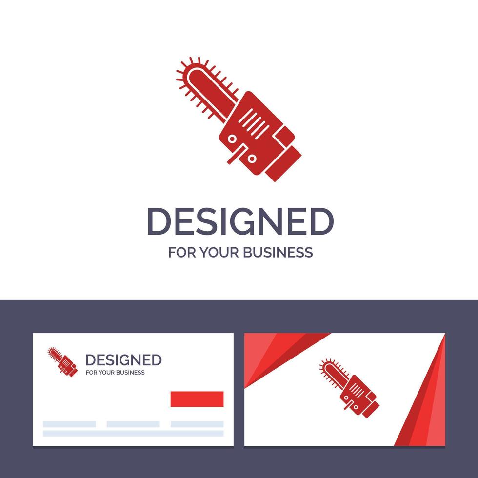 Creative Business Card and Logo template Saw Circular Blade Cordless Vector Illustration