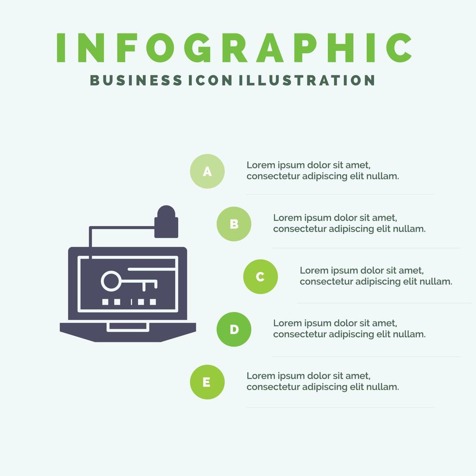 Access Computer Hardware Key Laptop Solid Icon Infographics 5 Steps Presentation Background vector