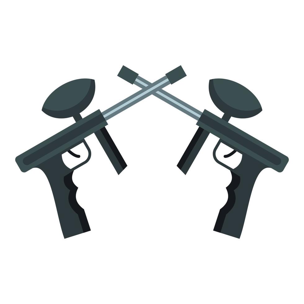 icono de pistolas de paintball cruzadas, estilo plano vector