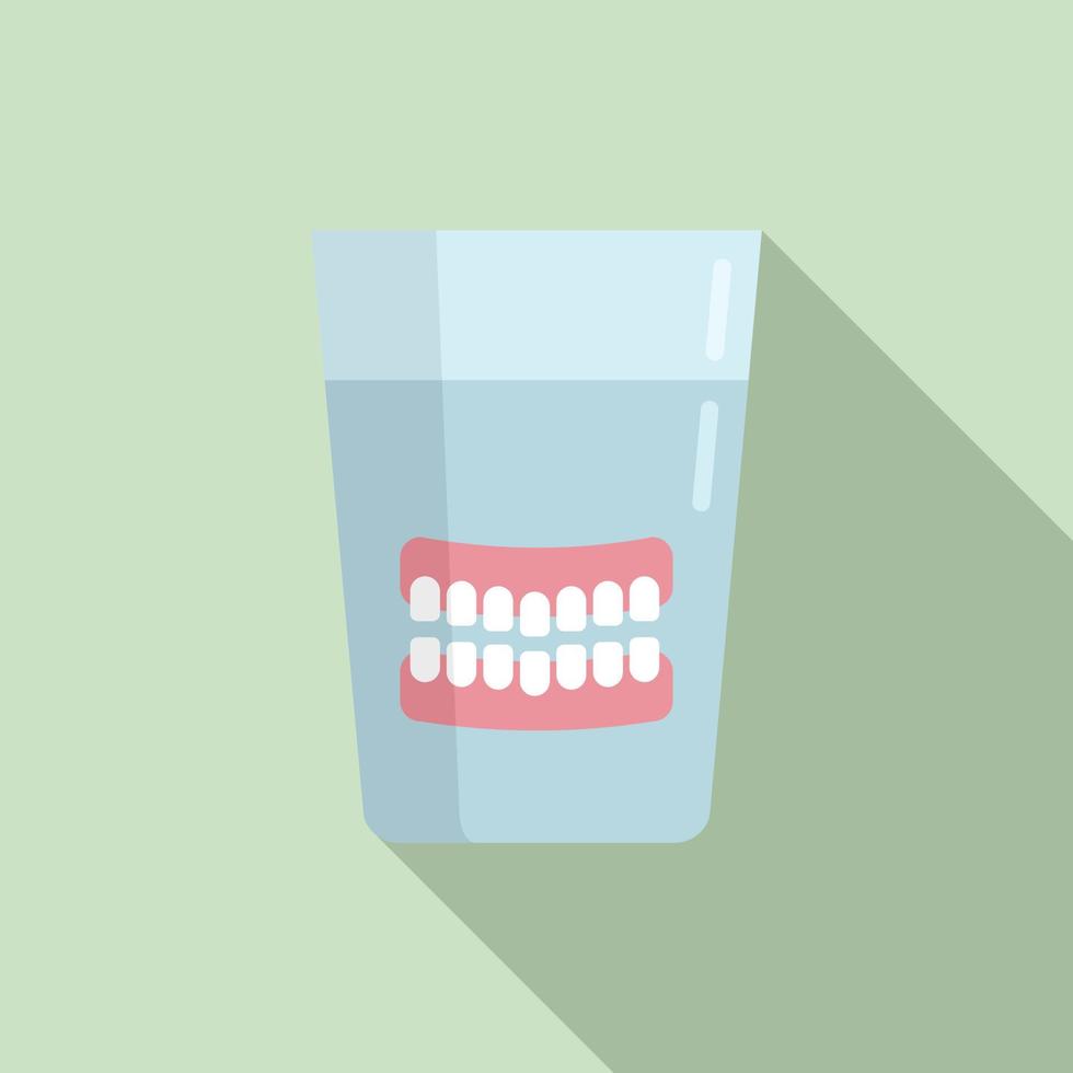 conjunto de icono de dientes postizos, estilo plano vector