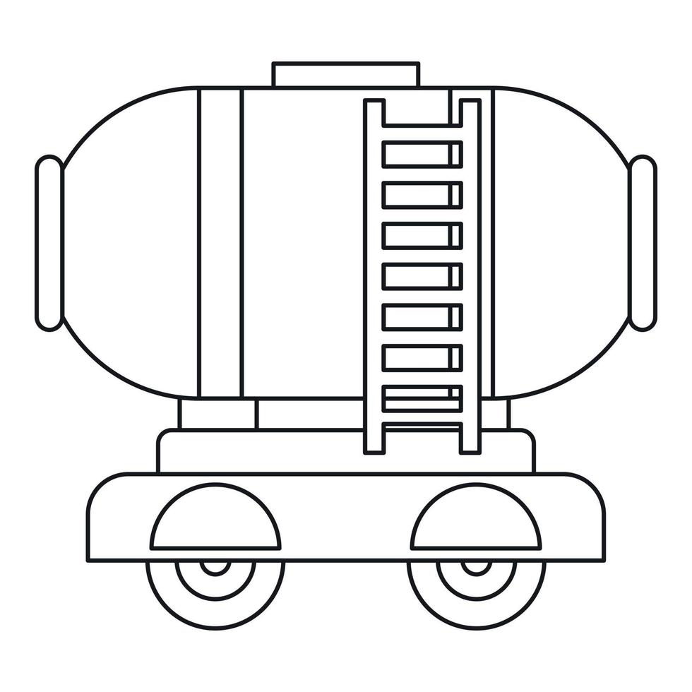 tanque de almacenamiento de vagones con icono de aceite, estilo de esquema vector