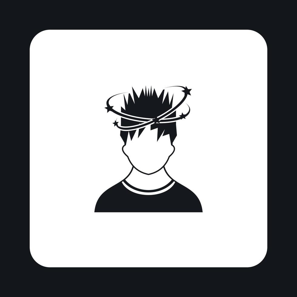 Man with dizziness icon, simple style vector