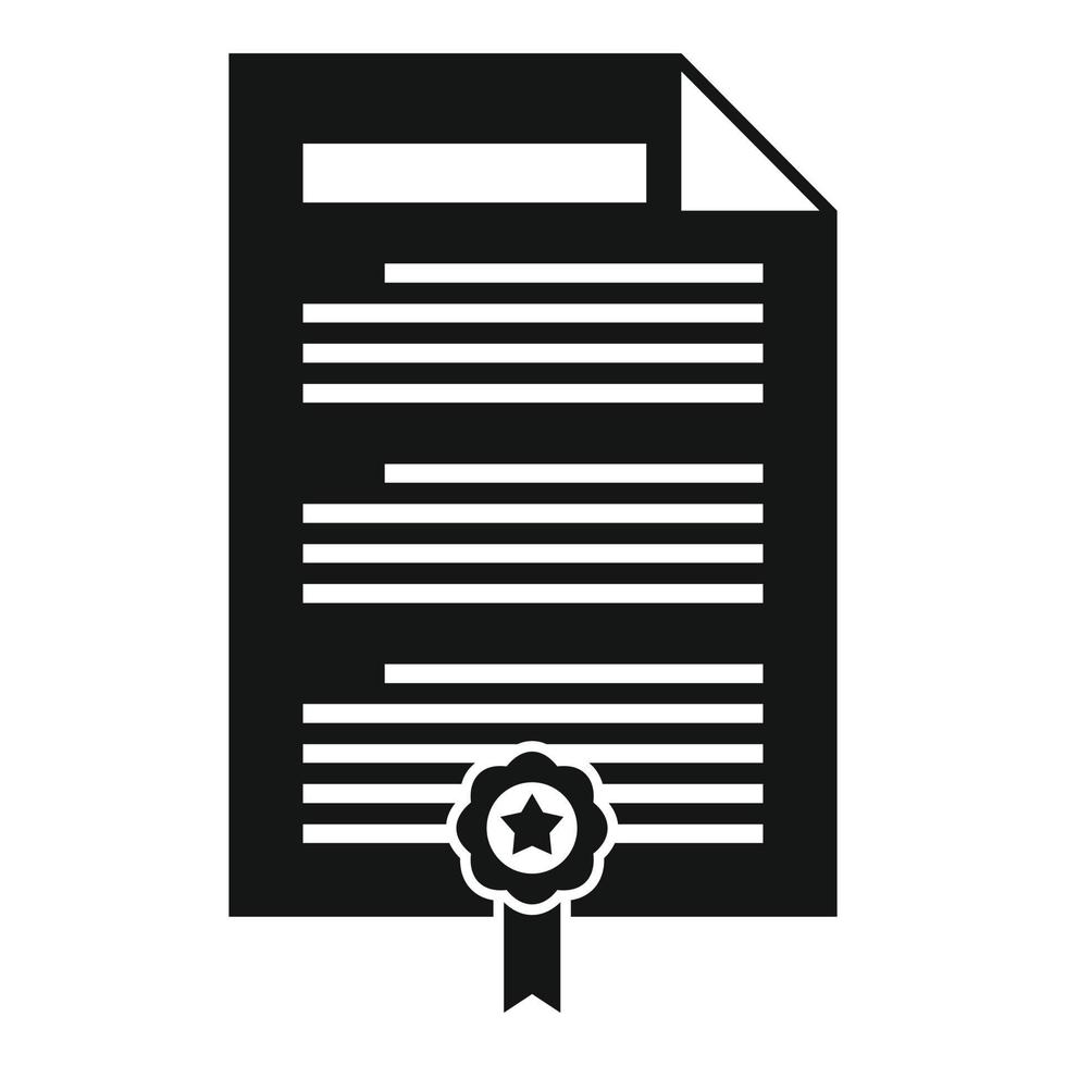 icono de documento de atestación, estilo simple vector