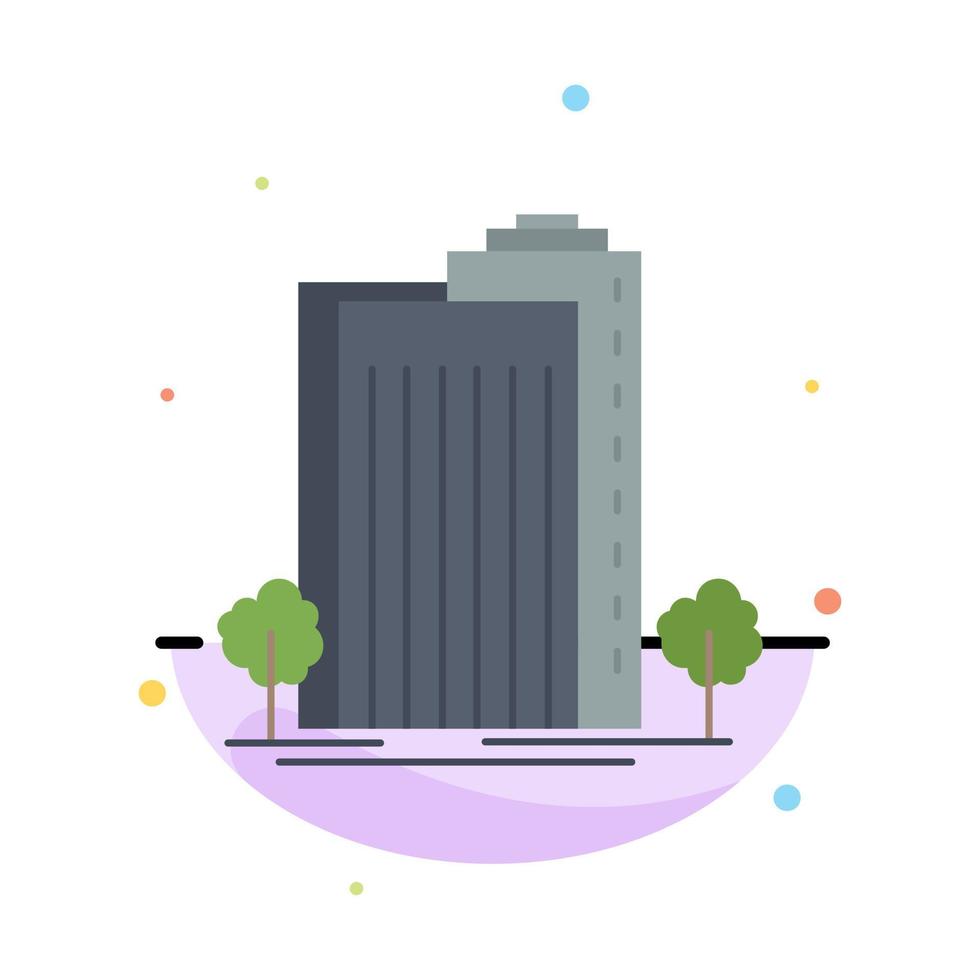 edificio verde planta ciudad inteligente color plano icono vector