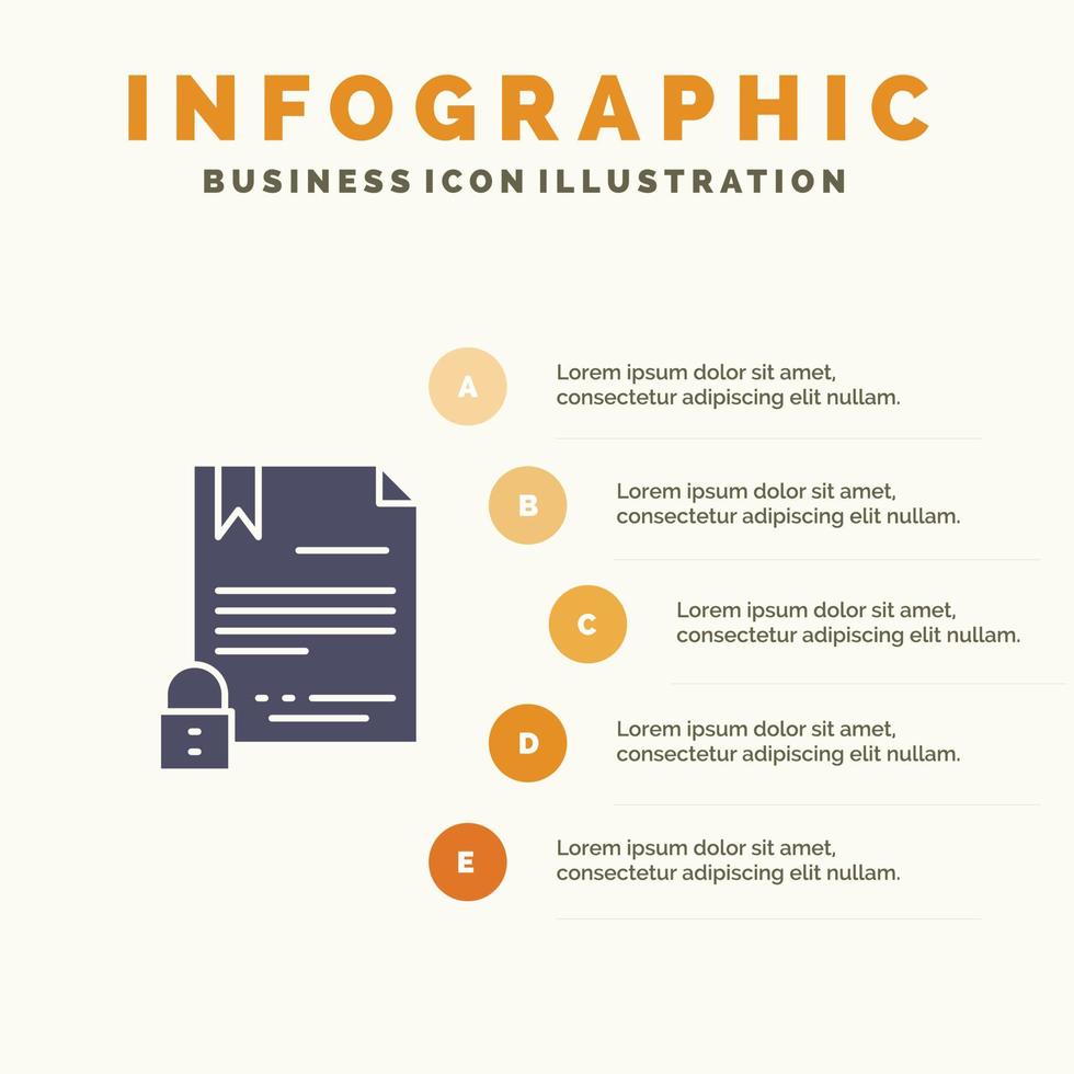 Electronic Signature Contract Digital Document Internet Solid Icon Infographics 5 Steps Presentation Background vector