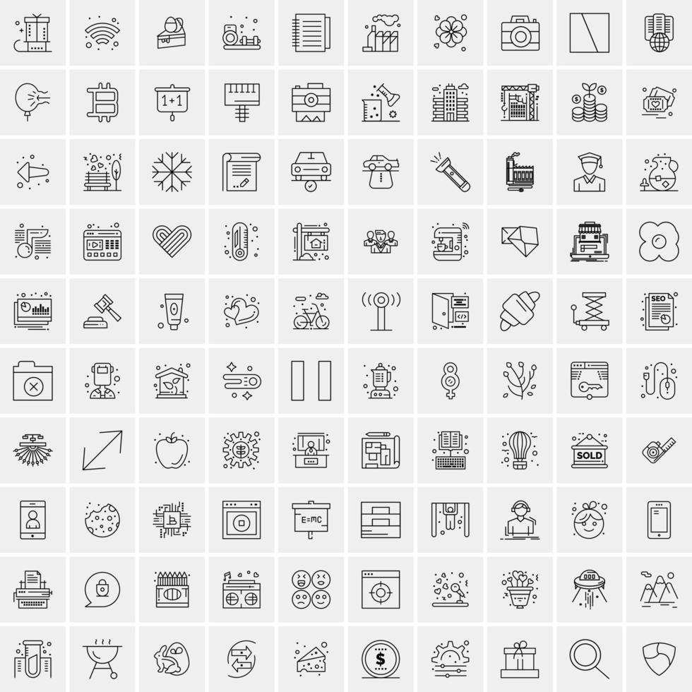 Set of 100 Creative Business Line Icons vector