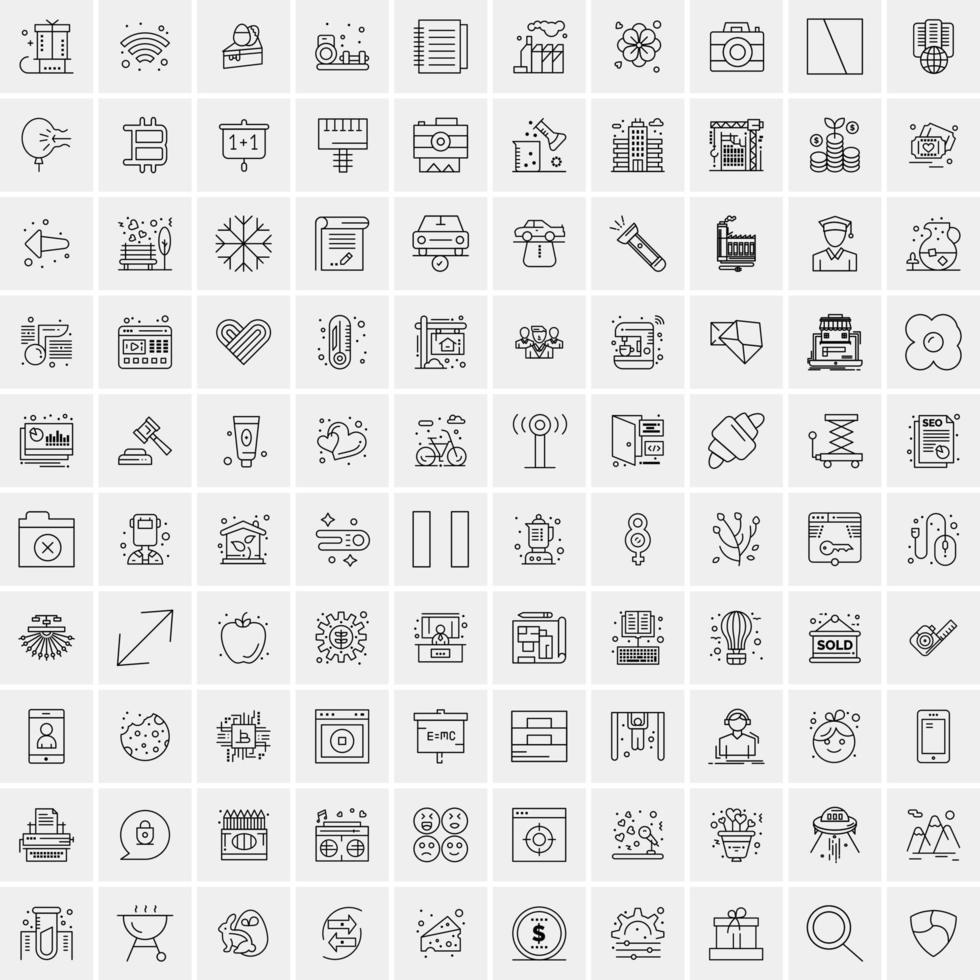 Set of 100 Creative Business Line Icons vector