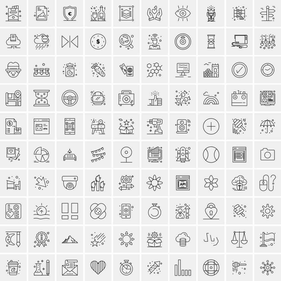 conjunto de 100 iconos de línea de negocios creativos vector