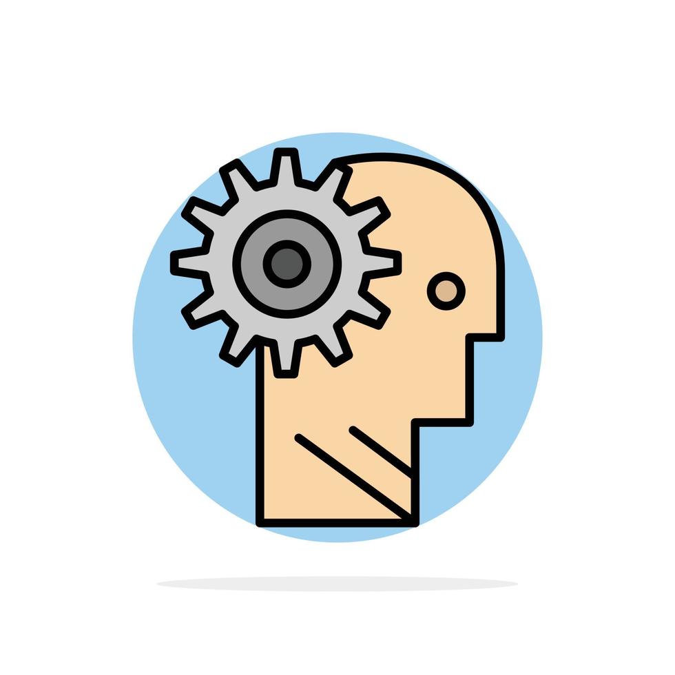 Solution Brain Gear Man Mechanism Personal Working Abstract Circle Background Flat color Icon vector