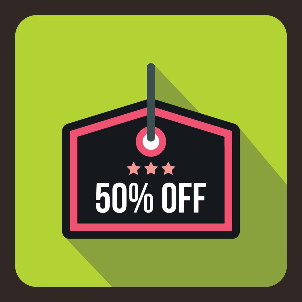 Sale tag 50 percent off icon, flat style vector