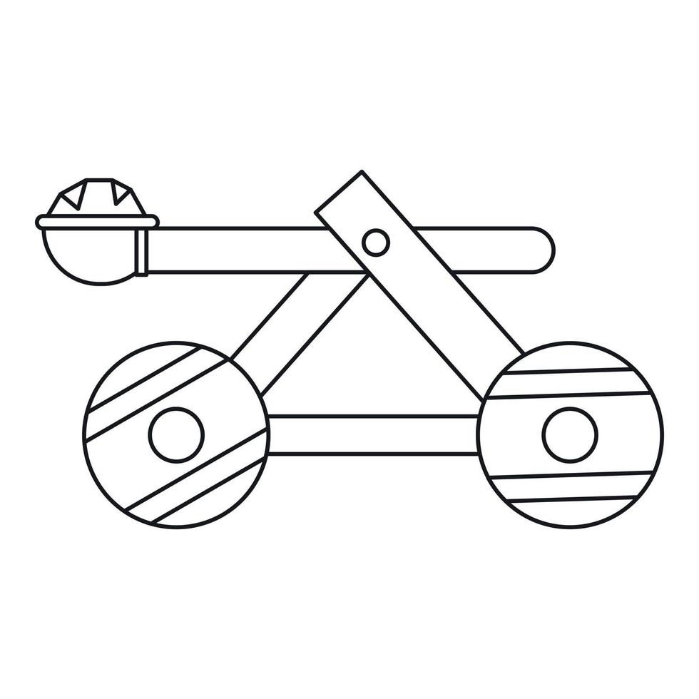 Wooden catapult icon, outline style vector