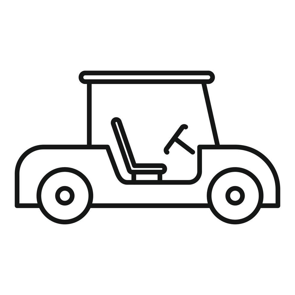 icono de juego de carrito de golf, estilo de esquema vector