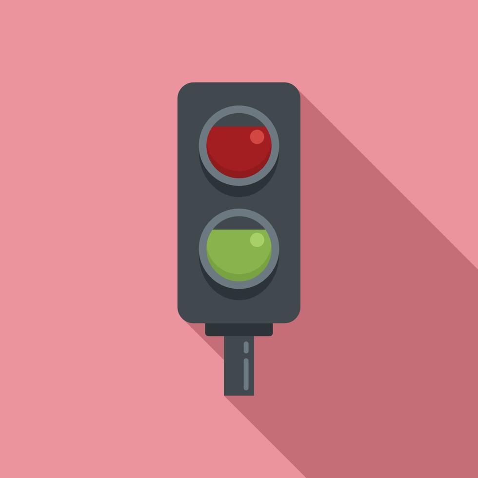 Electric train traffic light icon, flat style vector