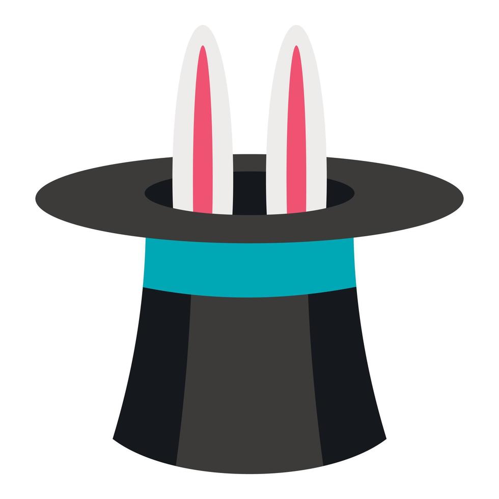 Rabbit in hat magician icon, flat style vector