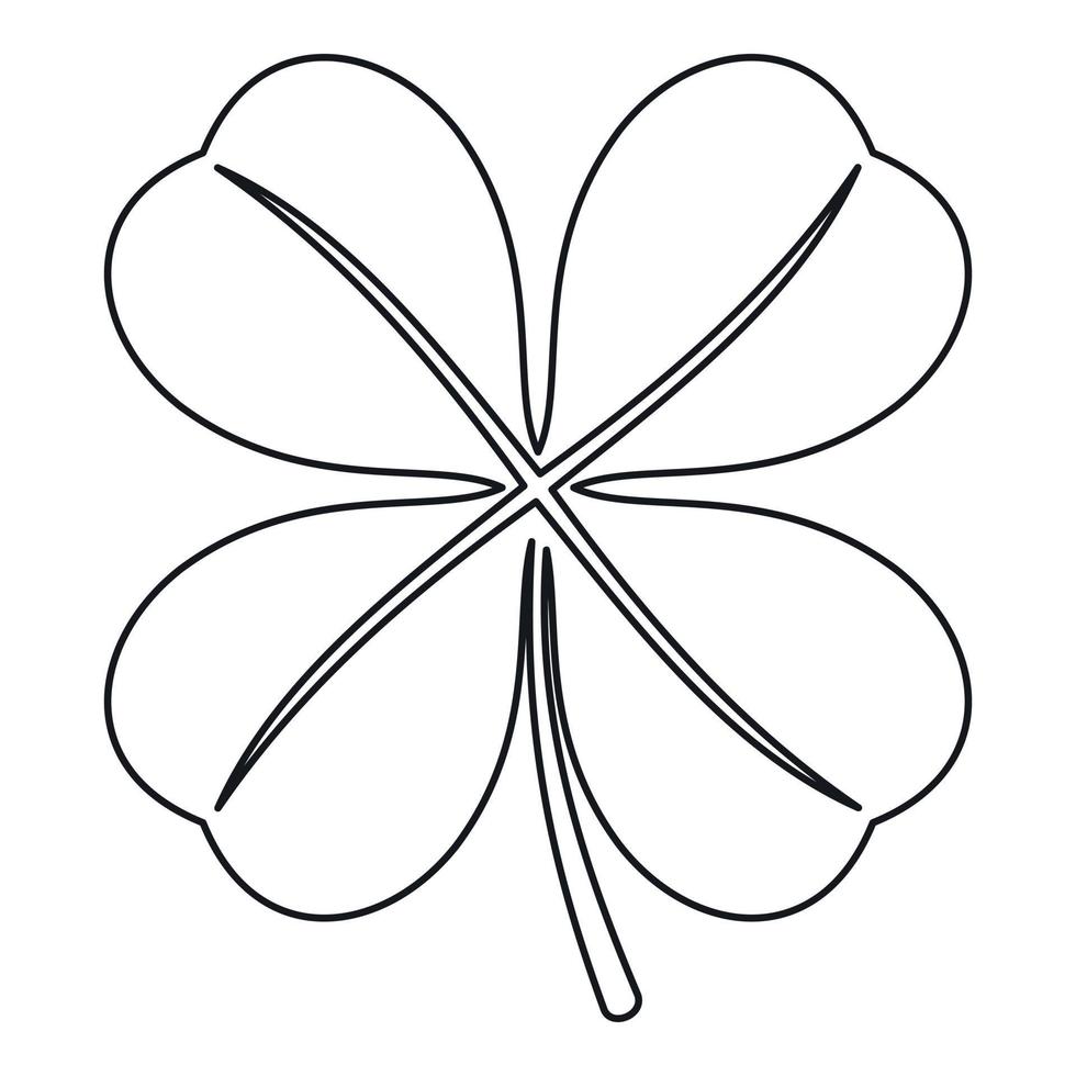 icono de hoja de trébol de cuatro hojas, estilo de esquema vector