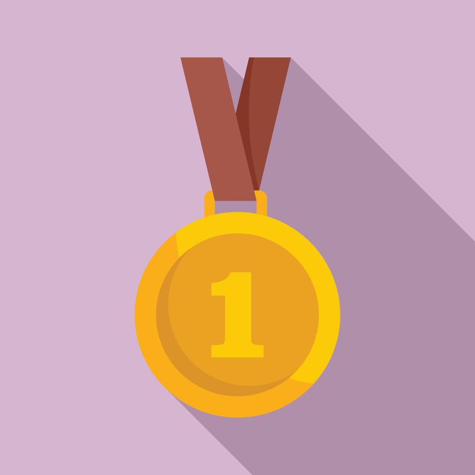 Trainer gold medal icon, flat style vector