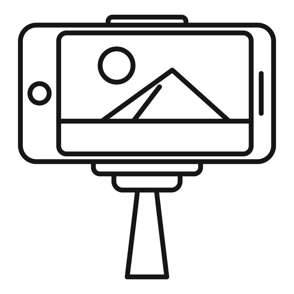 icono de palo selfie, estilo de contorno vector