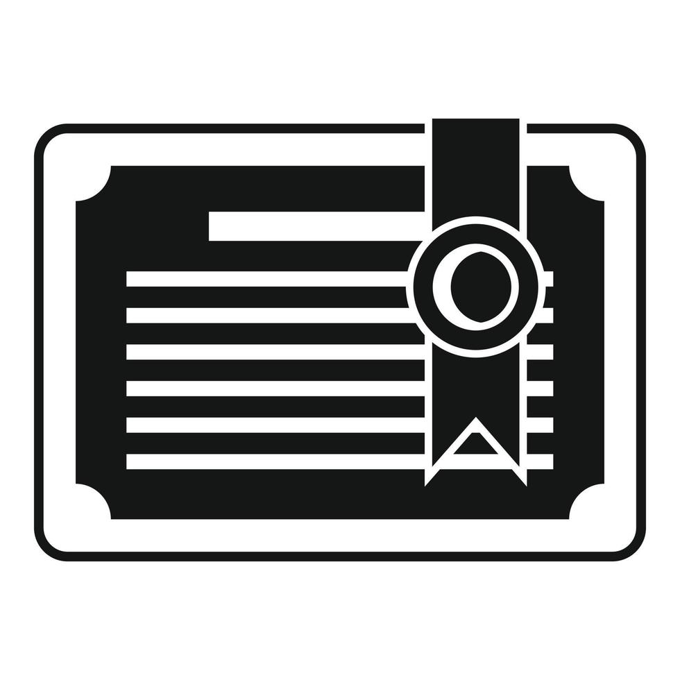 icono de diploma de atestación, estilo simple vector