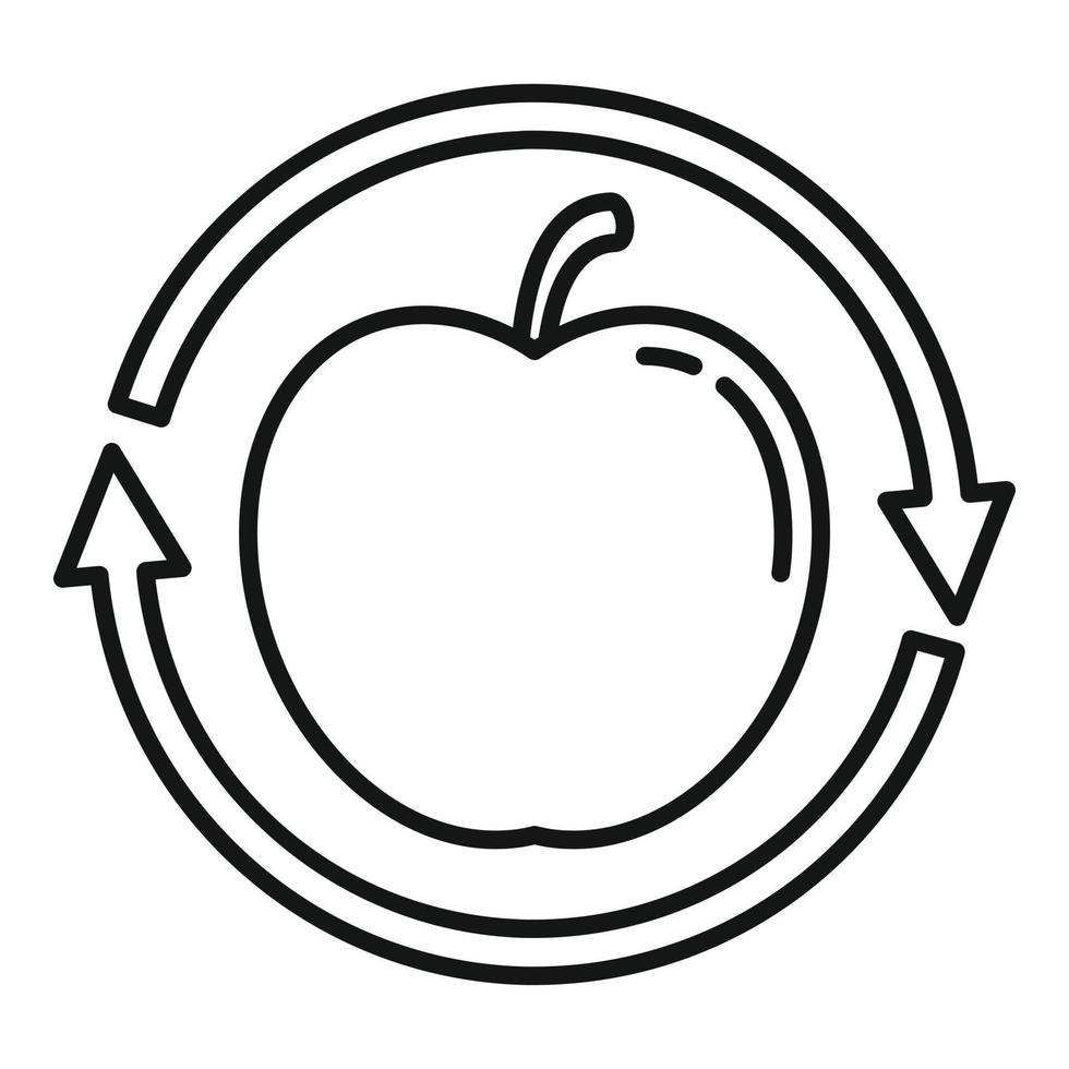 icono de digestión de manzana, estilo de esquema vector