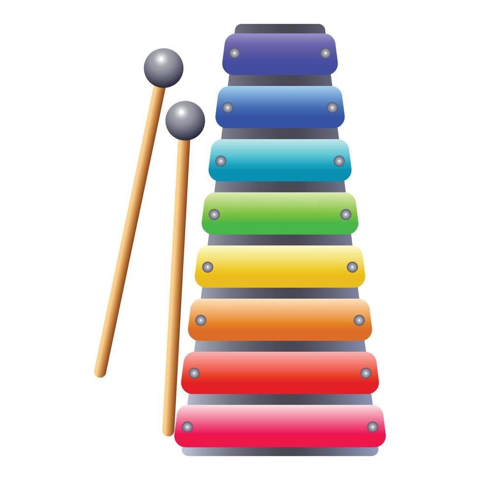 Xylophone icon, cartoon style vector