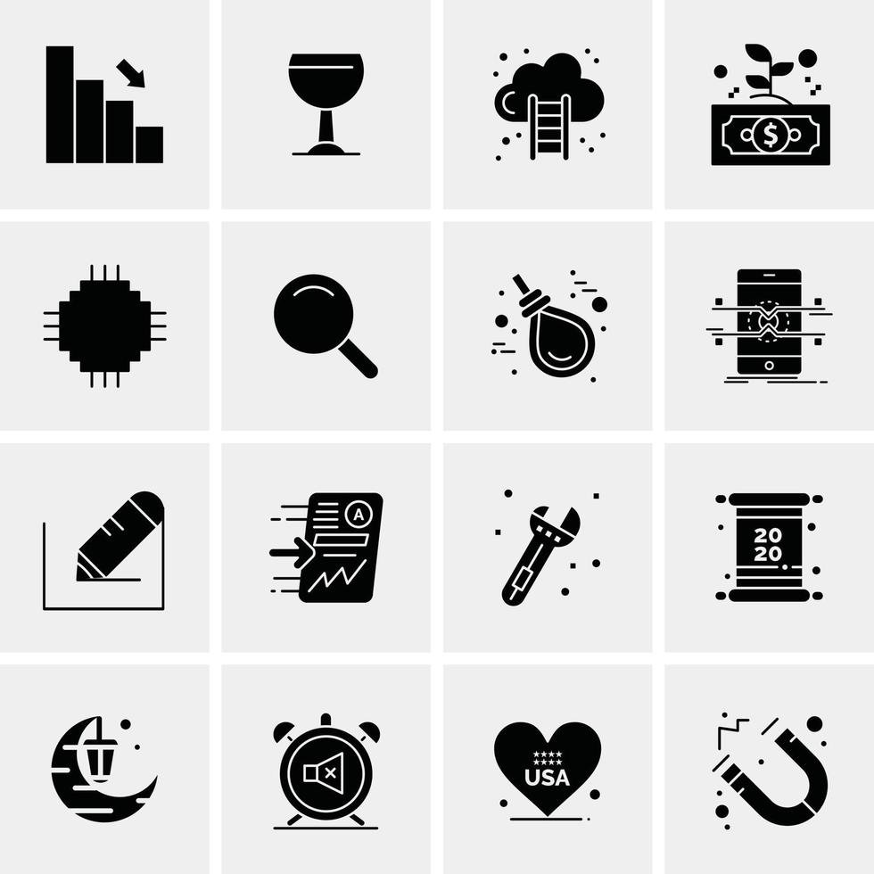 16 iconos universales de negocios vector ilustración de icono creativo para usar en proyectos relacionados con la web y dispositivos móviles