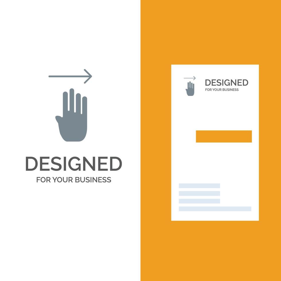 Finger Four Gesture Right Grey Logo Design and Business Card Template vector