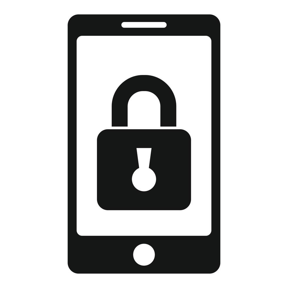 Security smartphone icon, simple style vector