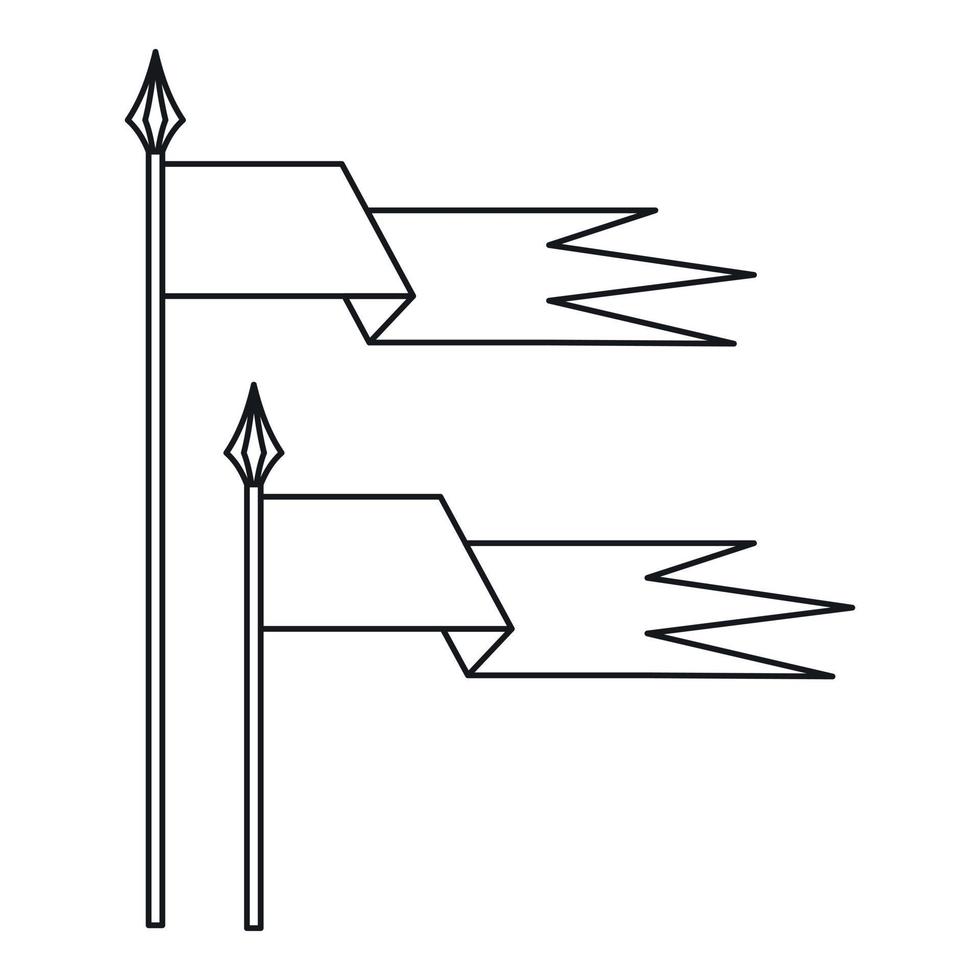 antiguo icono de banderas de batalla, estilo de esquema vector