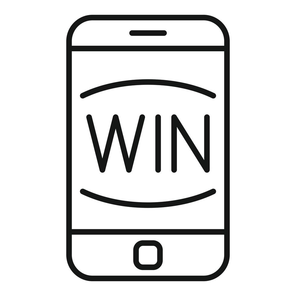 Lottery smartphone win icon outline vector. Mobile game casino vector