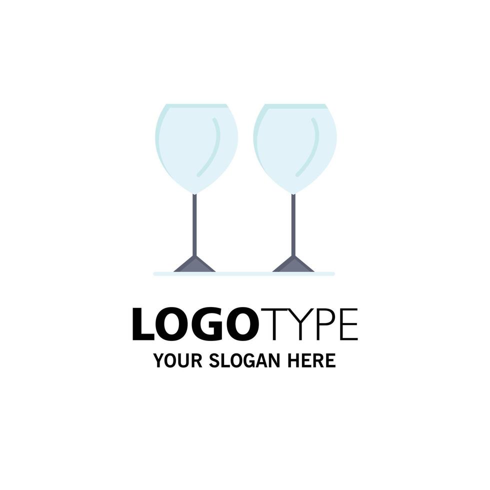vasos de vidrio bebida hotel empresa logotipo plantilla color plano vector