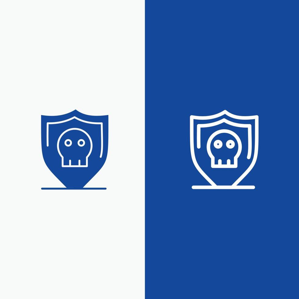 Shield Security Secure Plain Line and Glyph Solid icon Blue banner Line and Glyph Solid icon Blue banner vector