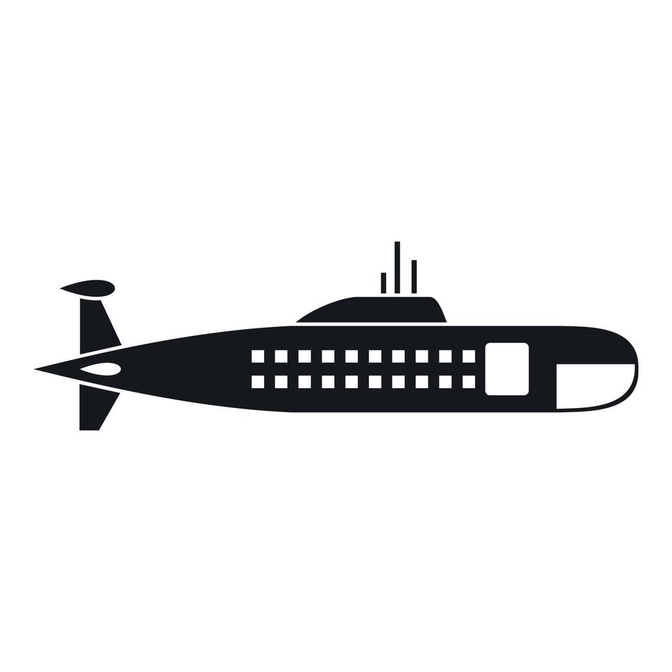 Military submarine icon, simple style vector
